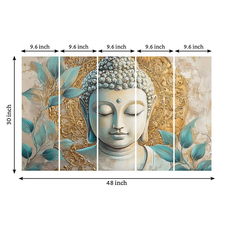 Buddha Calm Canvas Wall Art - Set Of Five media 10