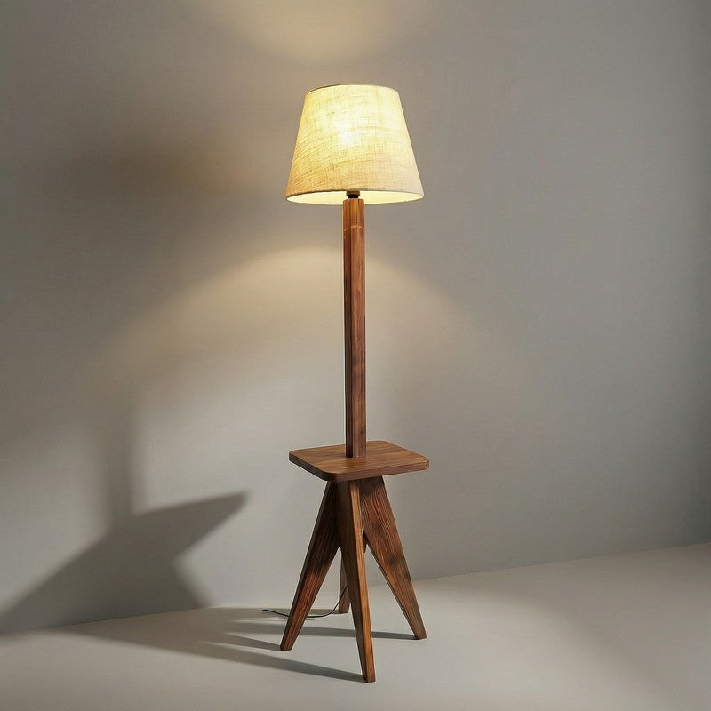 SoftNest Wooden Floor Lamp - Brown media 7