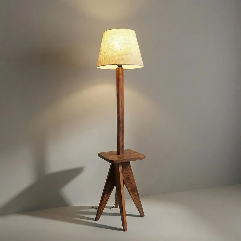SoftNest Wooden Floor Lamp - Brown media 7