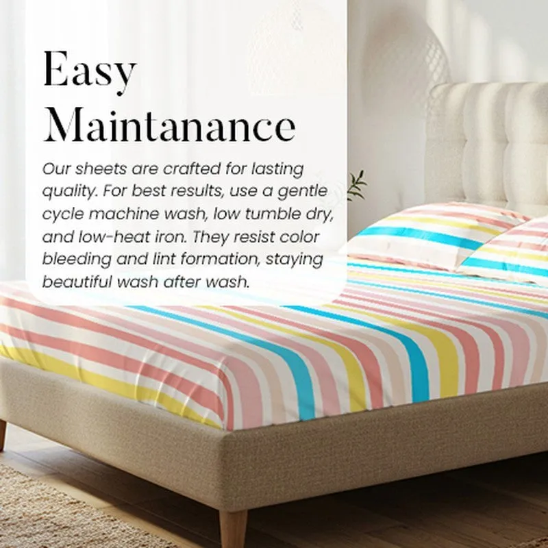 Urban Space Multi-Colour Stripes Cotton Bedsheet (Pastel)(200) - 200 TC media 4