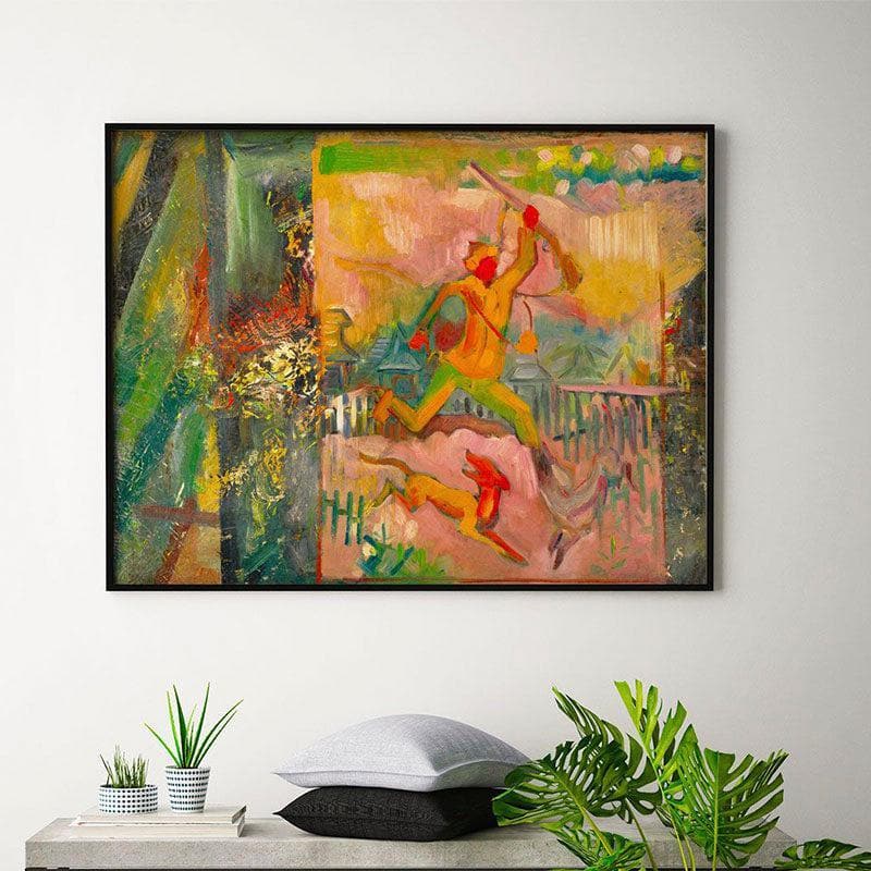 Campfire Abstract Canvas Painting - Black Frame
