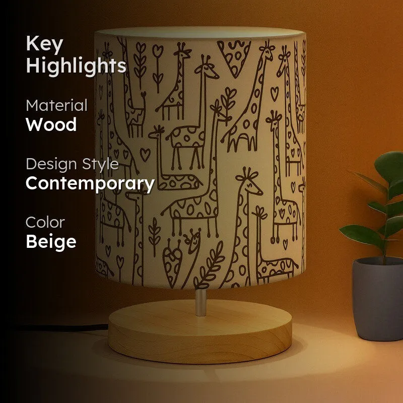 SleepEase Cozy Wooden Table Lamp - Beige media 2