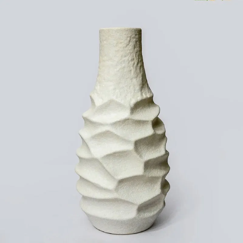Ivoria Sculpted Ceramic Vase - White media 5