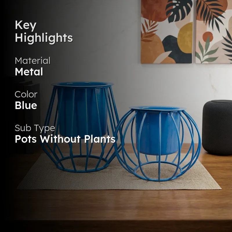 Steela Duo Planter (Blue) - Set Of Two media 2