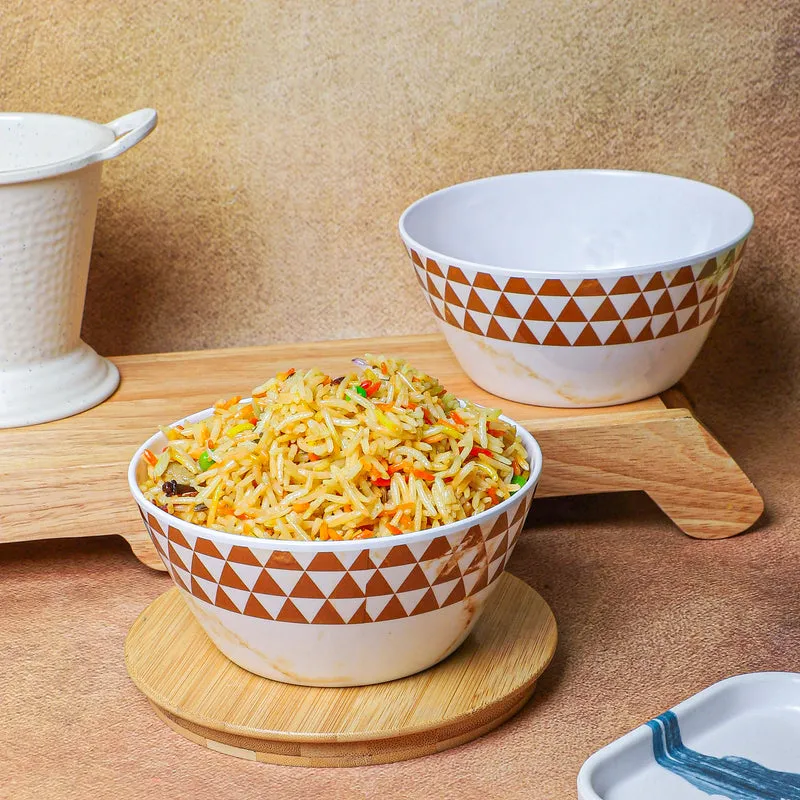 Jisho Melamine Snack Bowl (Brown/750 mL) - Set Of Two media 1
