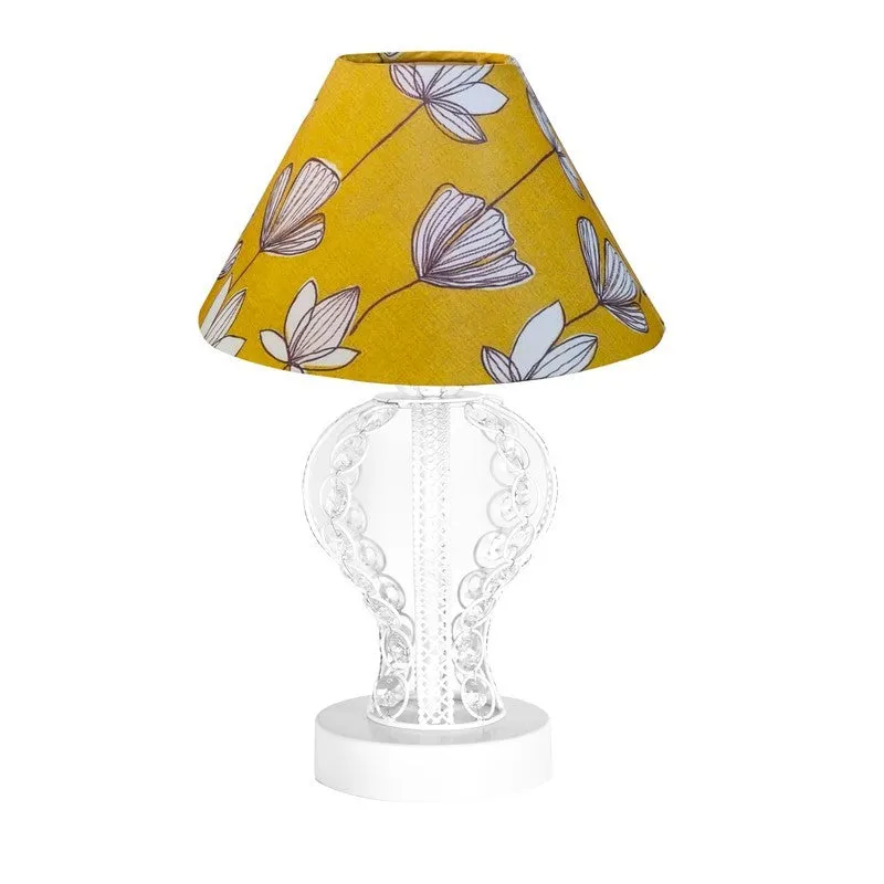 AuraCharm Elegant Bedside Metal Table Lamp - White,Yellow media 3