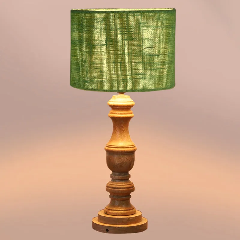 Sienna I Carve Wooden Table Lamp - Green,Brown media 4