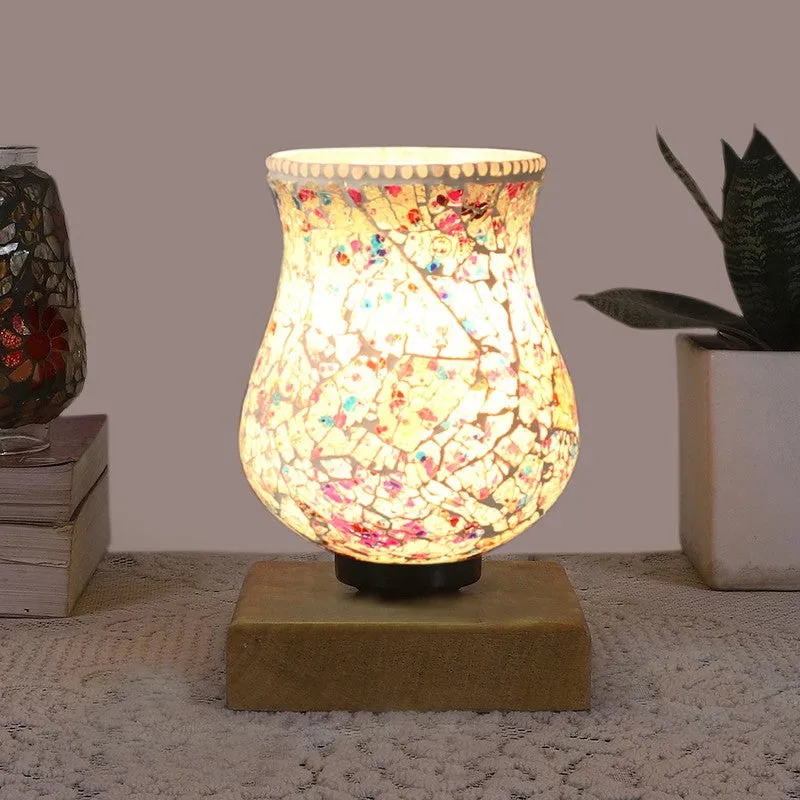 Auraora Mosaic Glass Table Lamp With Wooden Base - Multicolor media 3
