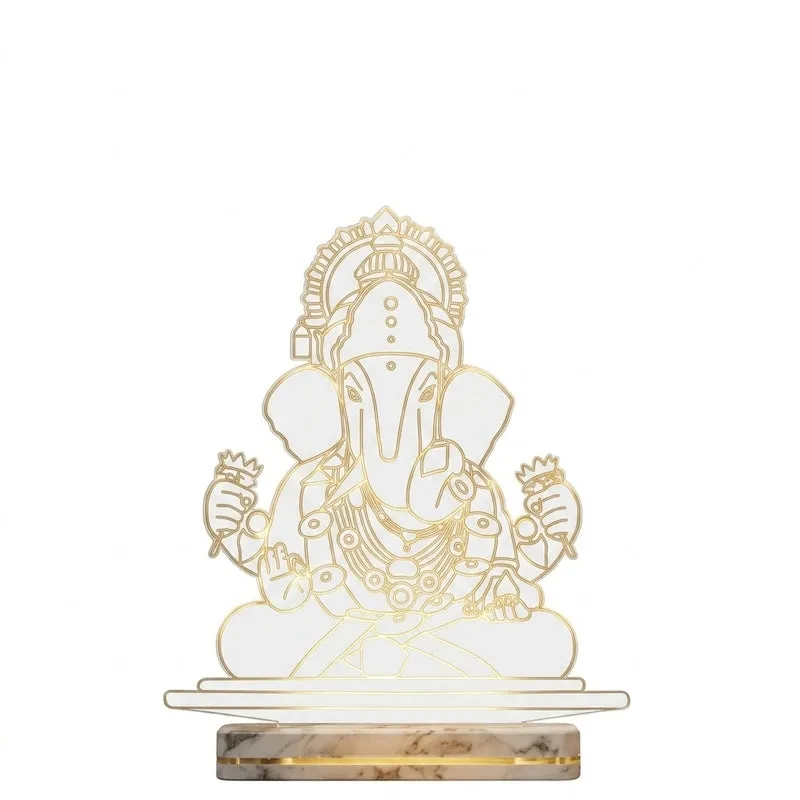 Dagdusheth Halwai Ganpati Acrylic Table Lamp - Transparent media 5