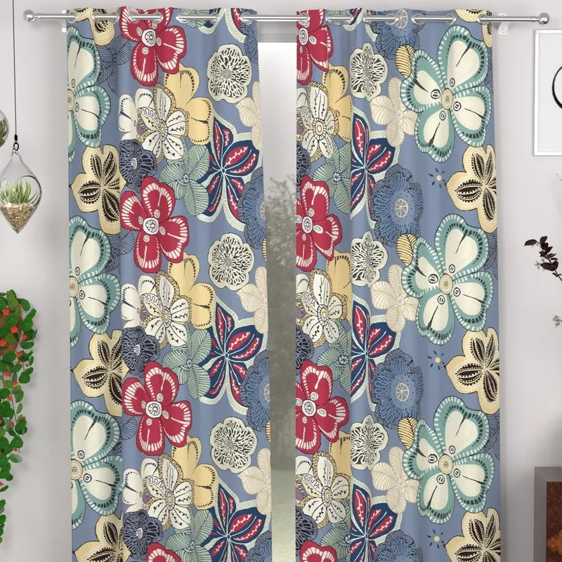 Petal Glow Curtains (Blue) - Set of Two media 4