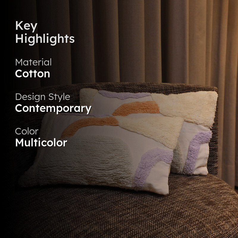 Tufty Dreamscape Tufted Cushion Cover (Beige & Orange) - Set Of Two media 2