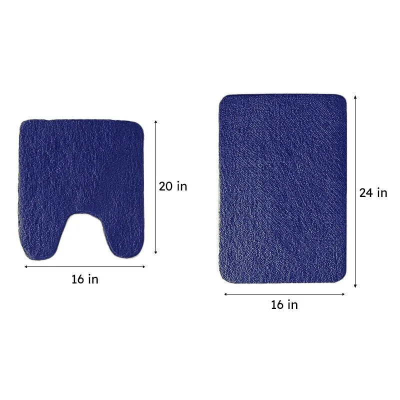 Helen Anti Skid Bath Mat & Contour Mat (Blue) - Set of Six media 6