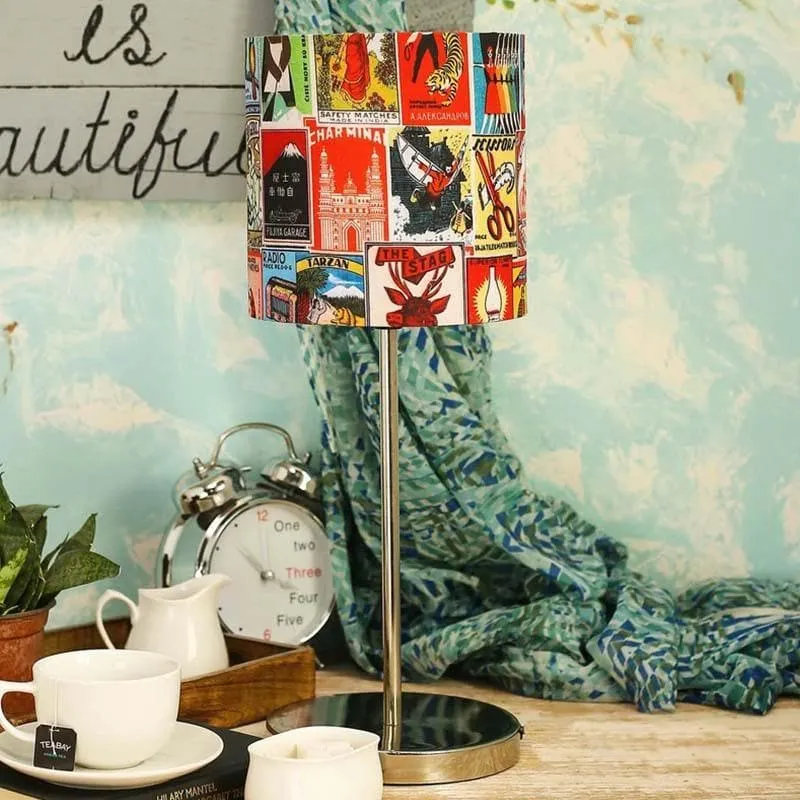 Retro Match Fabric Table Lamp - Multicolor media 3