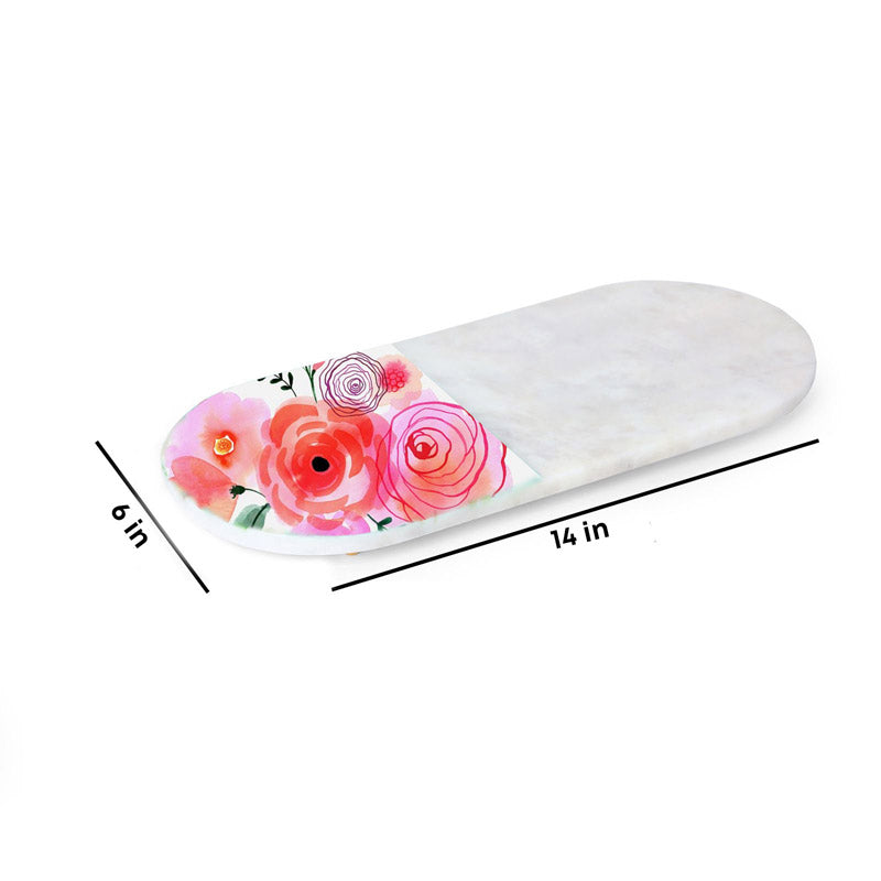 Vibrant Oval Printed (Marble,Brass) Marble Platter media 5