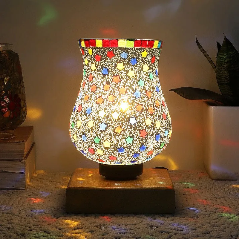 Tinker Mosaic Glass Table Lamp With Wooden Base - Multicolor media 1
