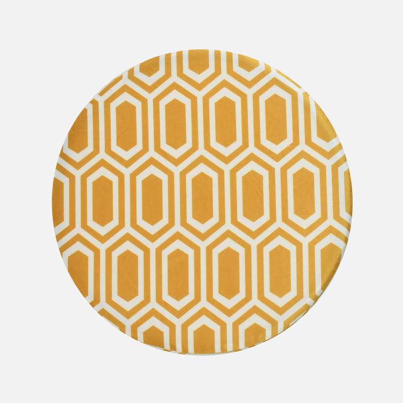 Hexora Geometric Velvet Ottoman - Yellow media 5