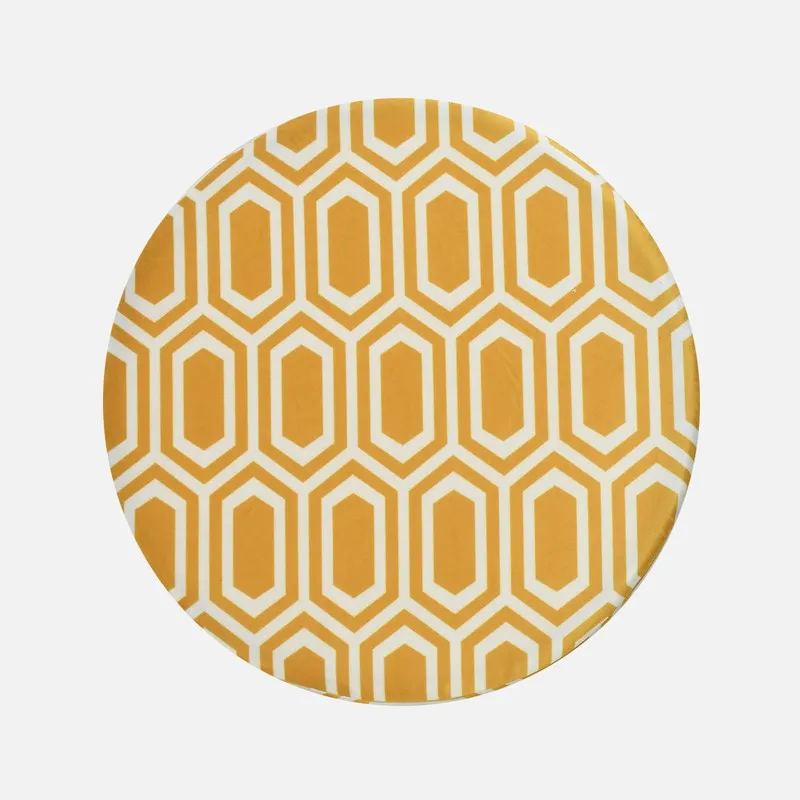 Hexora Geometric Velvet Ottoman - Yellow media 5