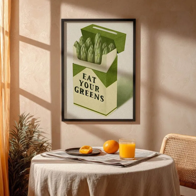 Eat Your Greens Archival Canvas Wall Art - Black media 4