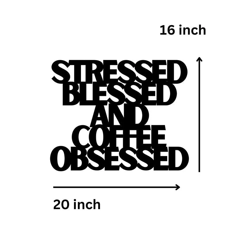 Black typographic wall accent shown with its overall length and height