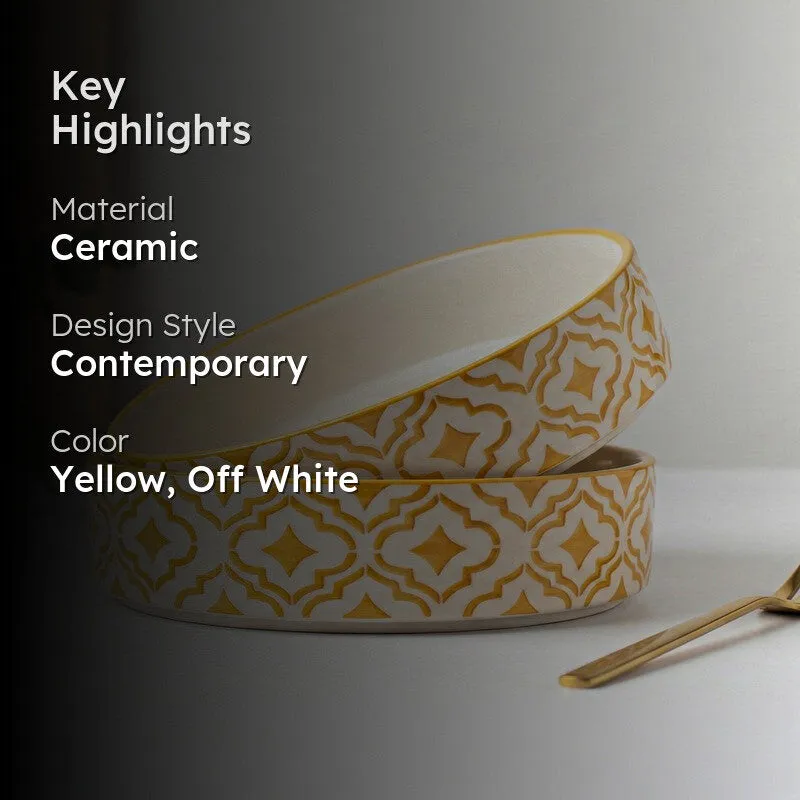 Zalvo Ceramic Salad Bowl (700 mL Each) - Set Of Two media 2