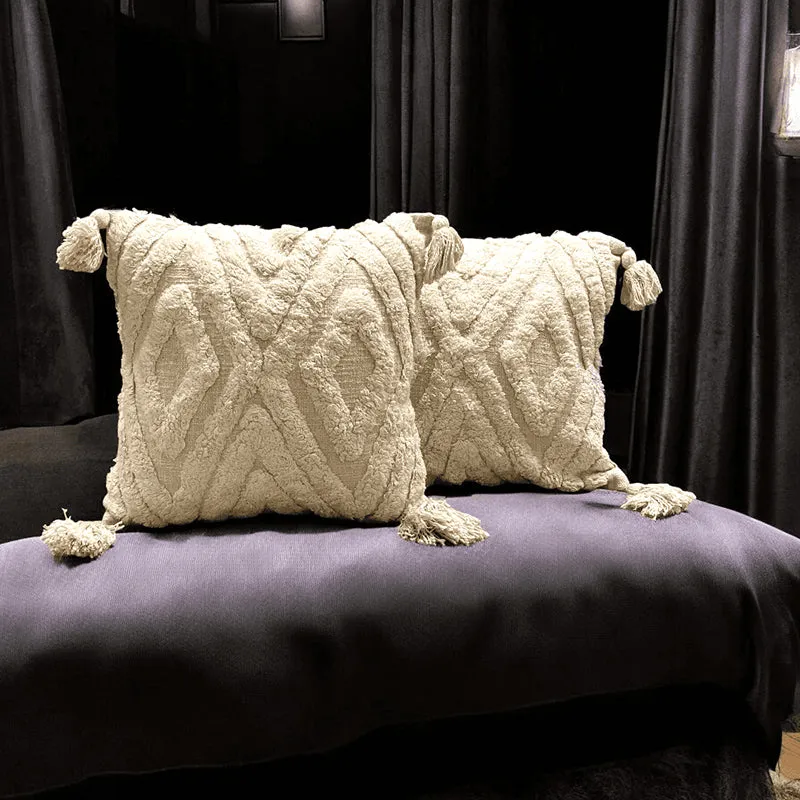 Plush Prisms Tufted Cushion Cover (White) - Set Of Two media 4