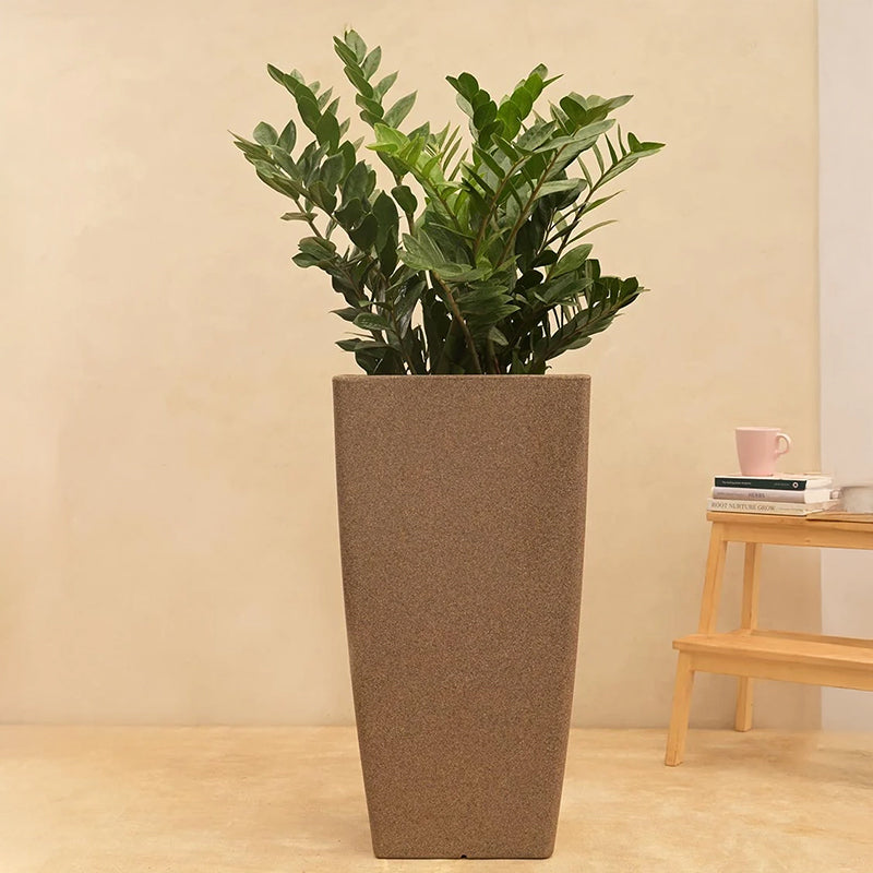 Ugaoo Lava Bloc Plastic Planter - Brown media 3