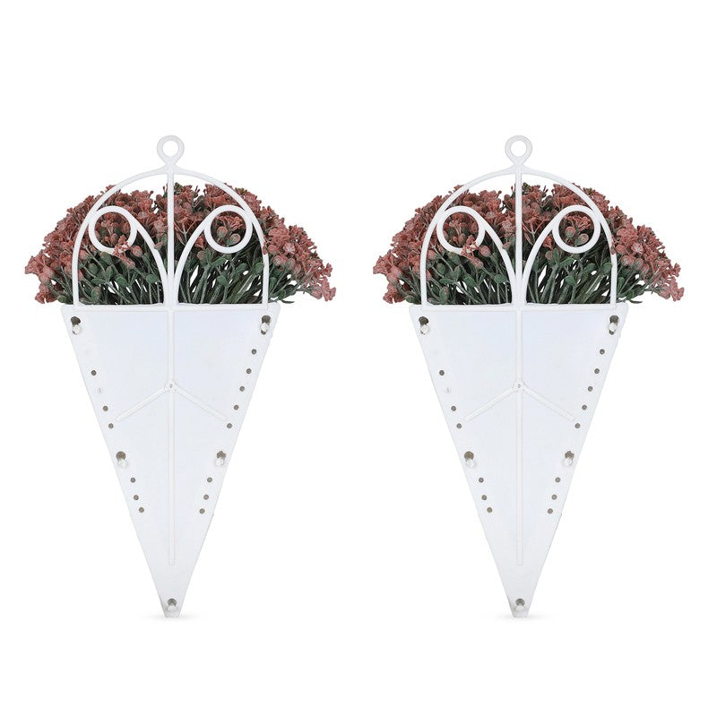 Artificial Plastic Flowers with Pot (Peach) - Set Of Two media 4