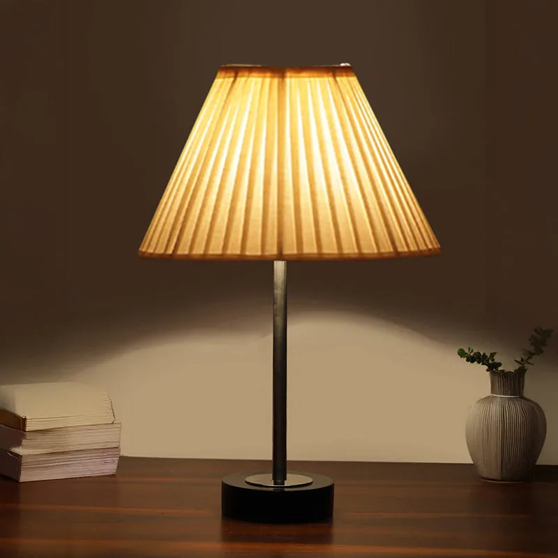 Pleatra Rodin Wooden Table Lamp - OffWhite,Silver,Black media 1