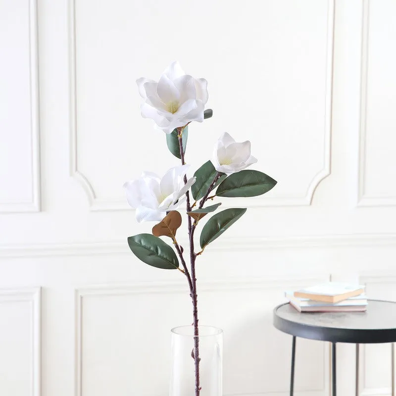 Floreva Magnolia Silicone Artificial Flower - White media 4