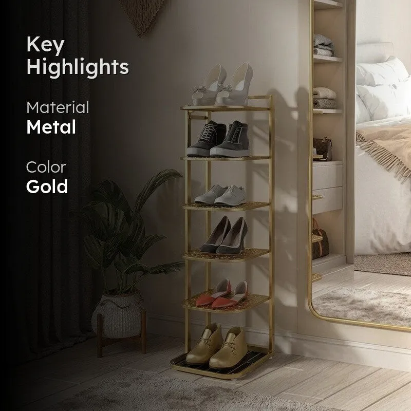 Portable Metal Shoe Rack - Gold media 2
