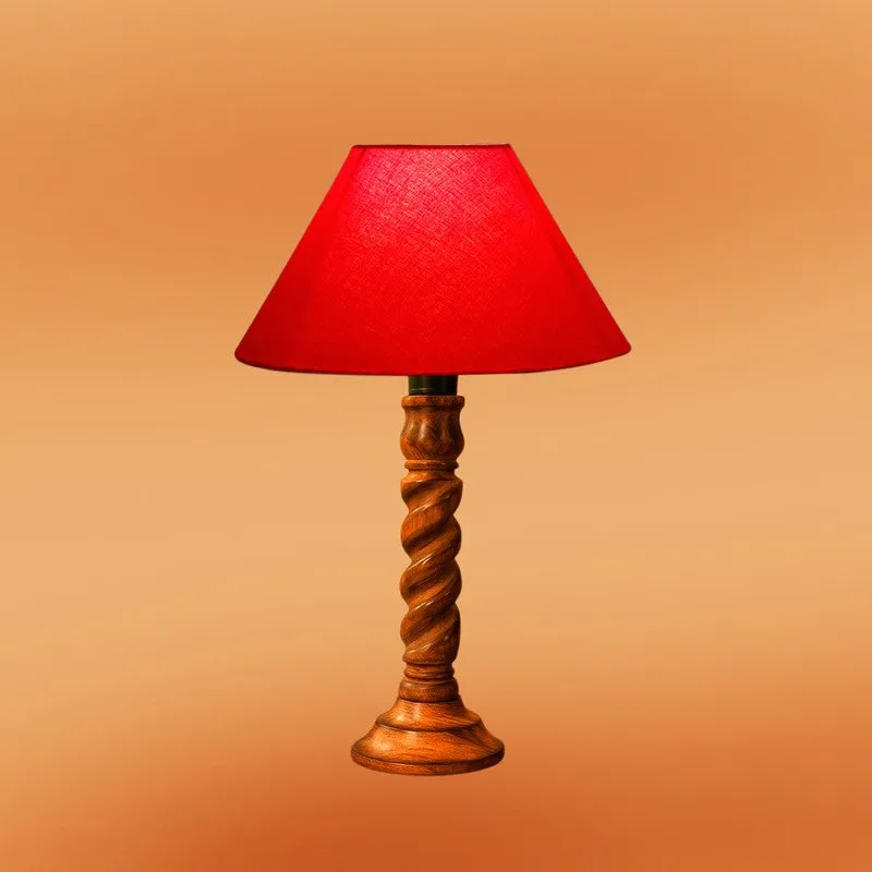 Elvane Elora Wooden Table Lamp - Red media 6