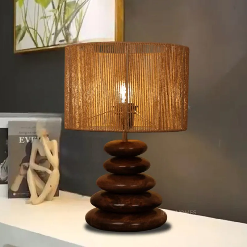 Pebble Mango Wood Table Lamp media 1