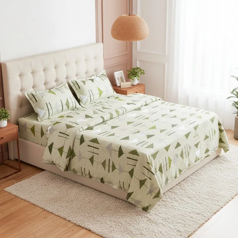 Arrow Truce Cotton Bedsheet (Green) - 144 TC media 1