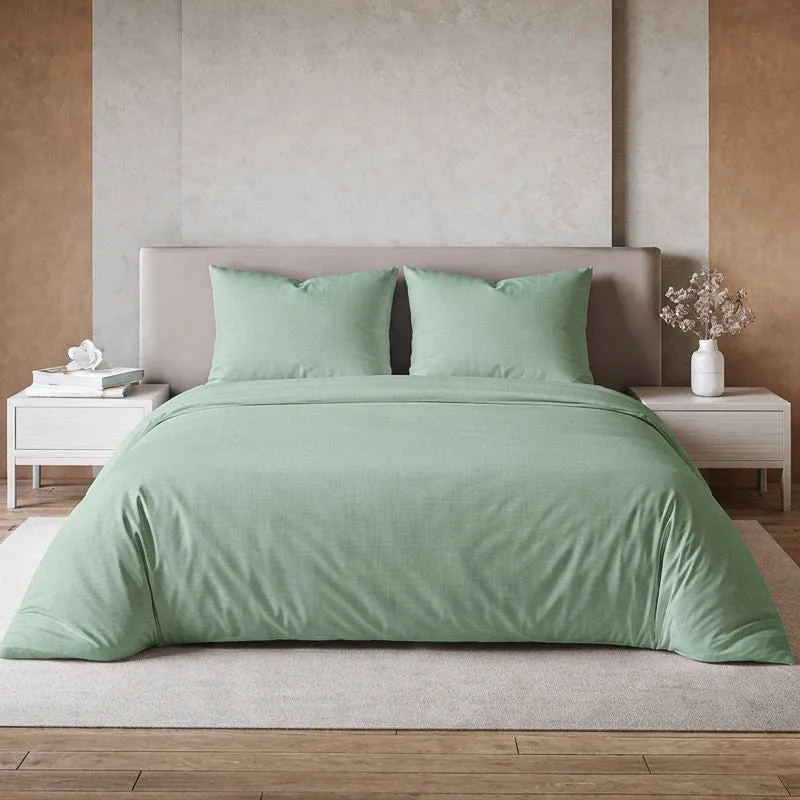 Maison Solid Cotton Bedsheet (Sage Green) - 200 TC media 1