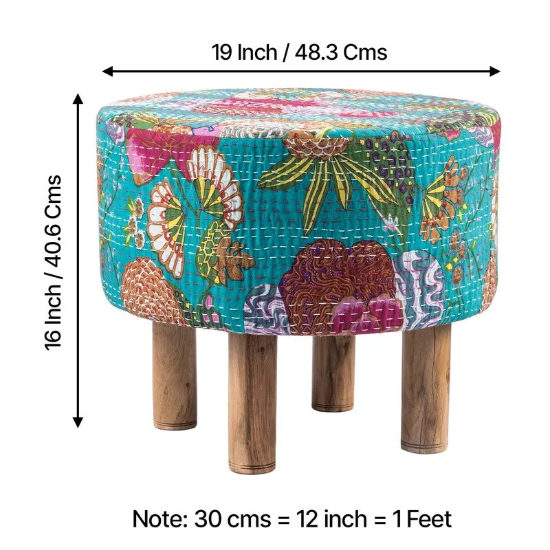 Lverix Acacia Wooden Ottomans (Multicolor) - Set Of Two media 10