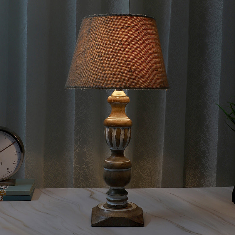Tatami Totem Printed Mango Wood Table Lamp - Brown,Beige