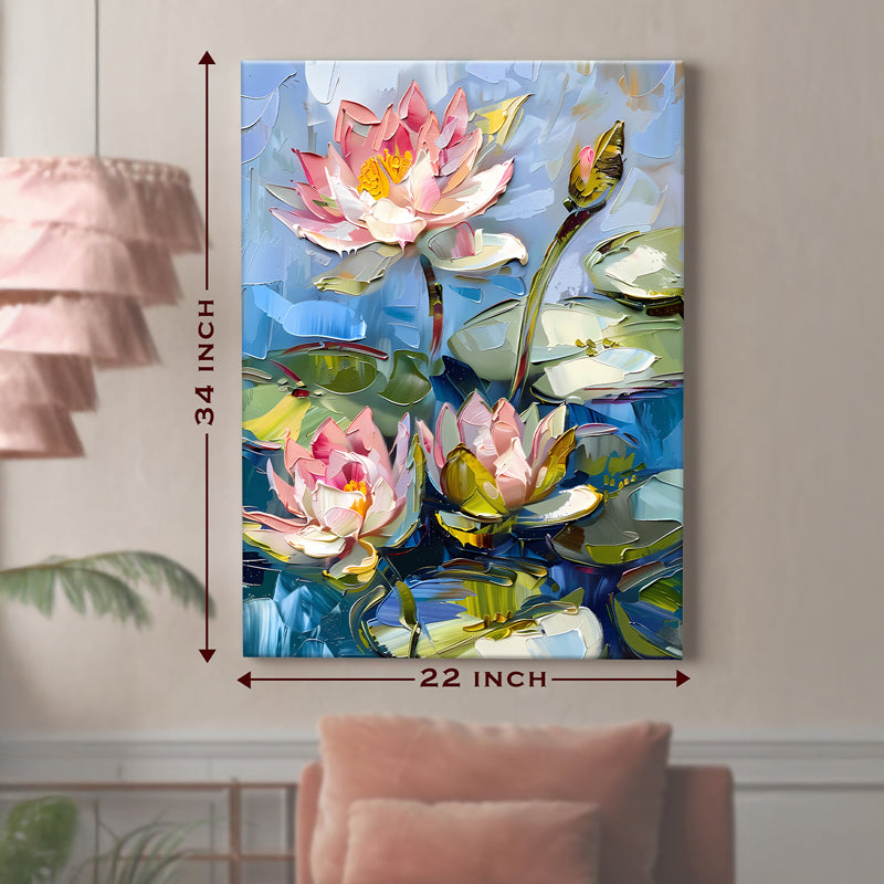 Paintstroked Lotus Canvas Wall Art media 8
