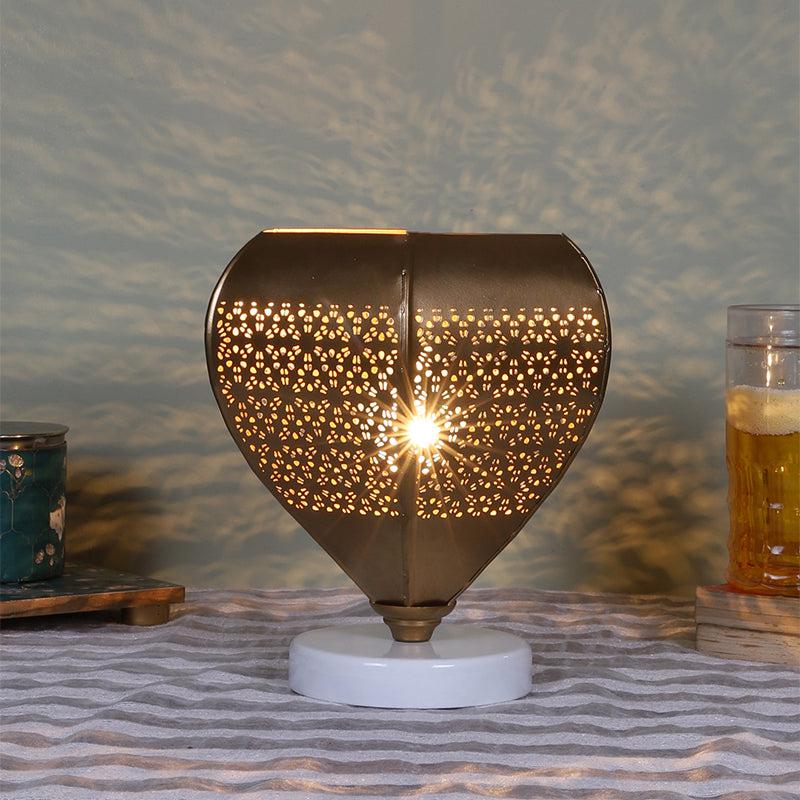 Gitana Glory Metal Table Lamp With White Base - Gold