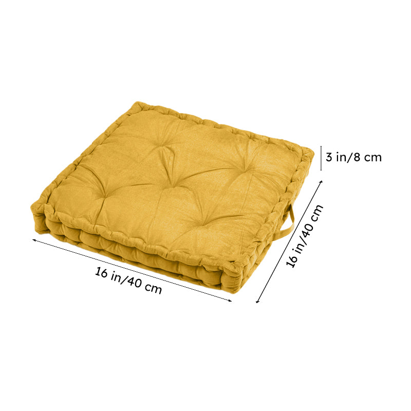 Roe Velvet Floor Cushion - Yellow media 7