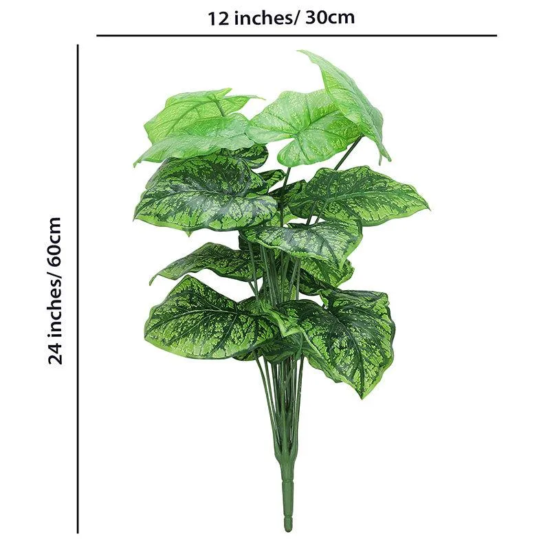 Faux Botanic Dark Green Alocasia Plant - 2 Feet media 4