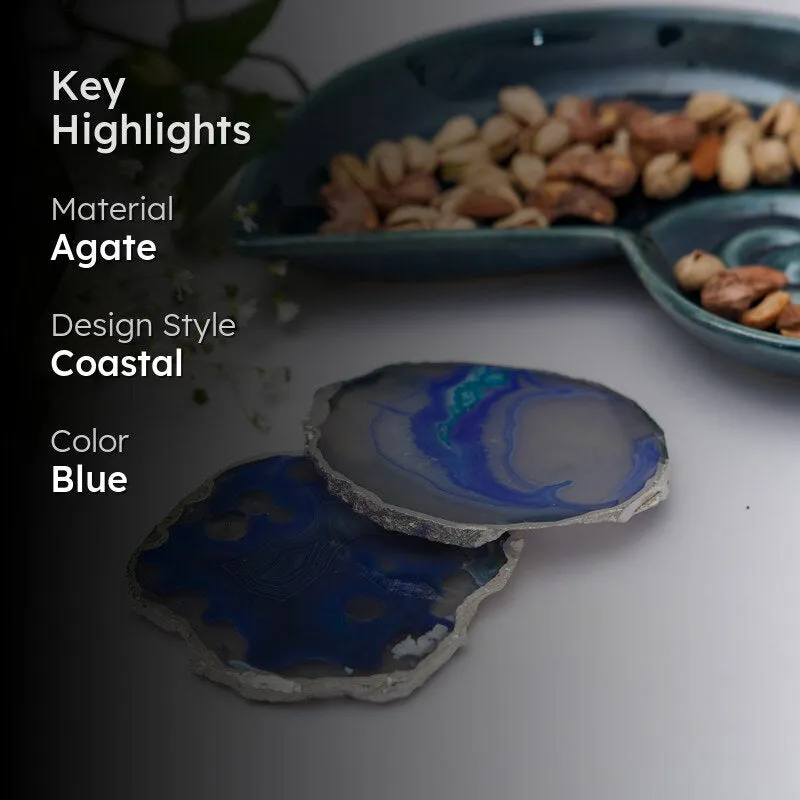 Vesto Brazilian Agate Coaster (Blue) - Set Of Two media 2