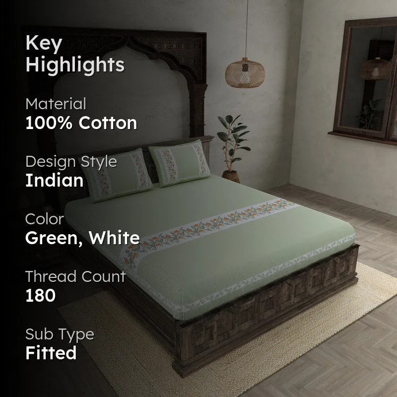 SignatureRest Cotton Bedsheet (Green) - 180 TC media 2