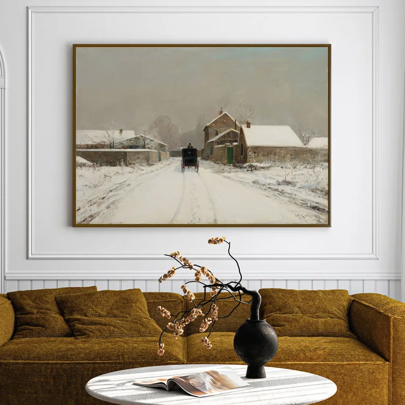 Winter Village Wood Wall Art With Frame - Black media 1