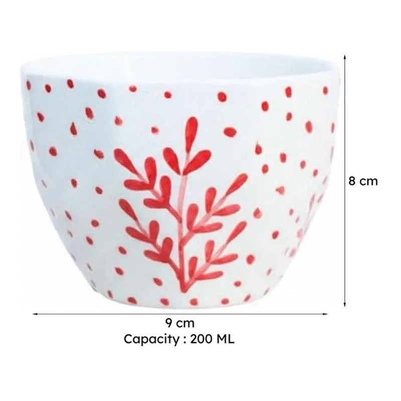 Bettina Ceramic Tea Cup (200 mL)/Red,White) media 7