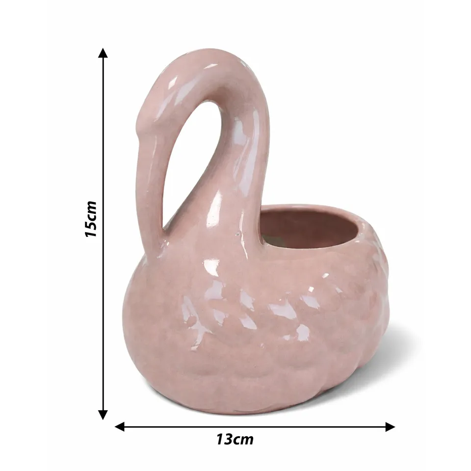 Petal Swan Ceramic Vase - Pink media 4