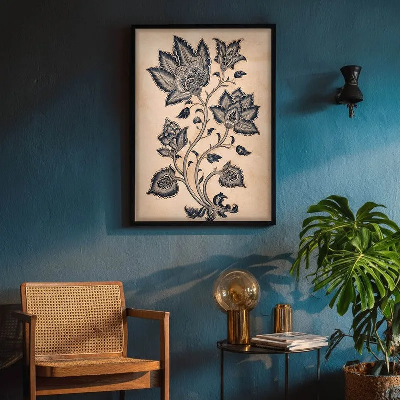 Pallavi Floral Line Art Canvas Wall Painting With Black Frame media 8
