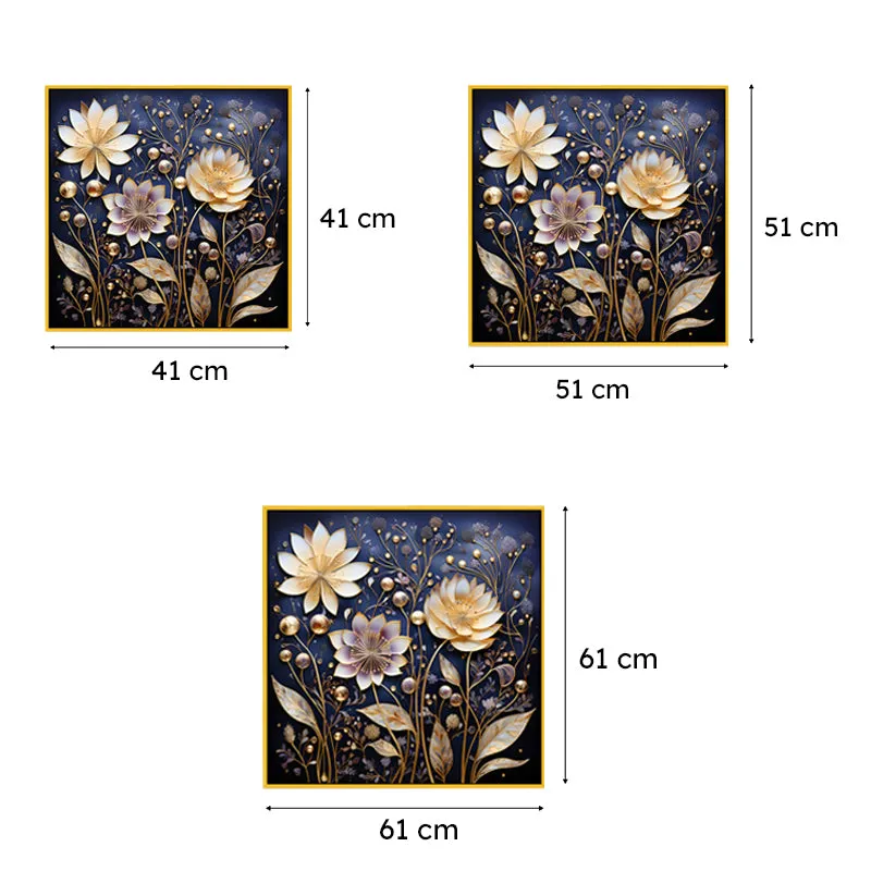 Petals Of Dark Canvas Wall Painting With Frame - Gold media 6