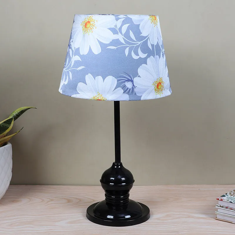 Daisy Blooms Griff Printed Metal Table Lamp - White,Blue,Black media 3