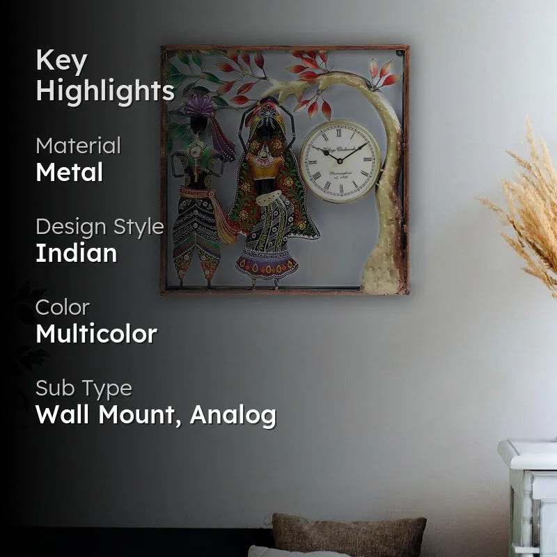 Musician Couple Frame Decor Accent Metal Wall Clock media 2