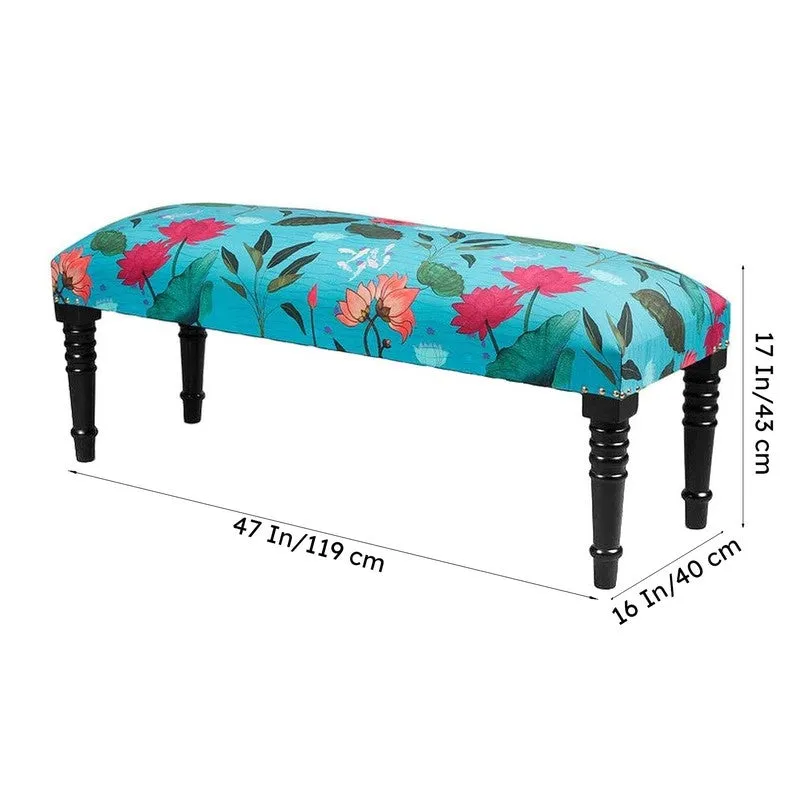 India Circus Sheesham Wood Blossomy Mosaic Wooden Bench media 7
